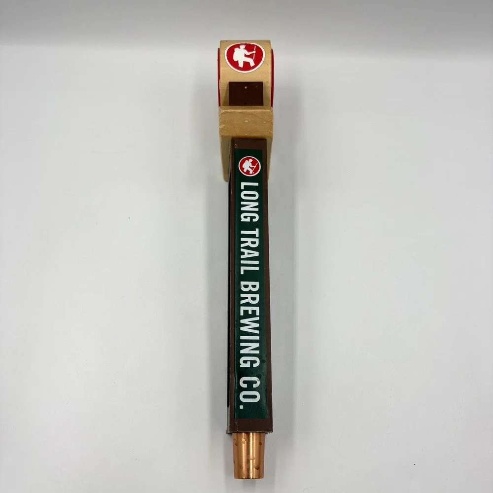 Long‎ Trail Brewing Co Hiker Logo Draft Beer Tap Handle Wood Brown Red Barware